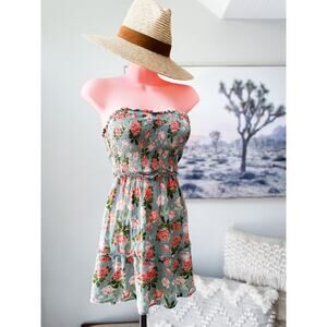Backyard Garden cottagecore romance strapless smocked gauzy mini dress